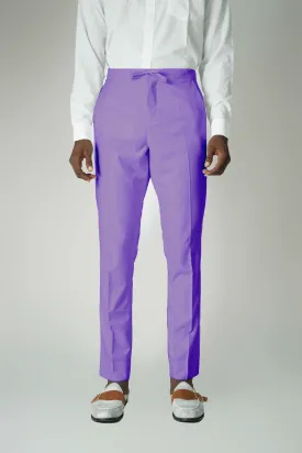 Standard Length Three Quarter Sleeve Wool Pants in Purple
