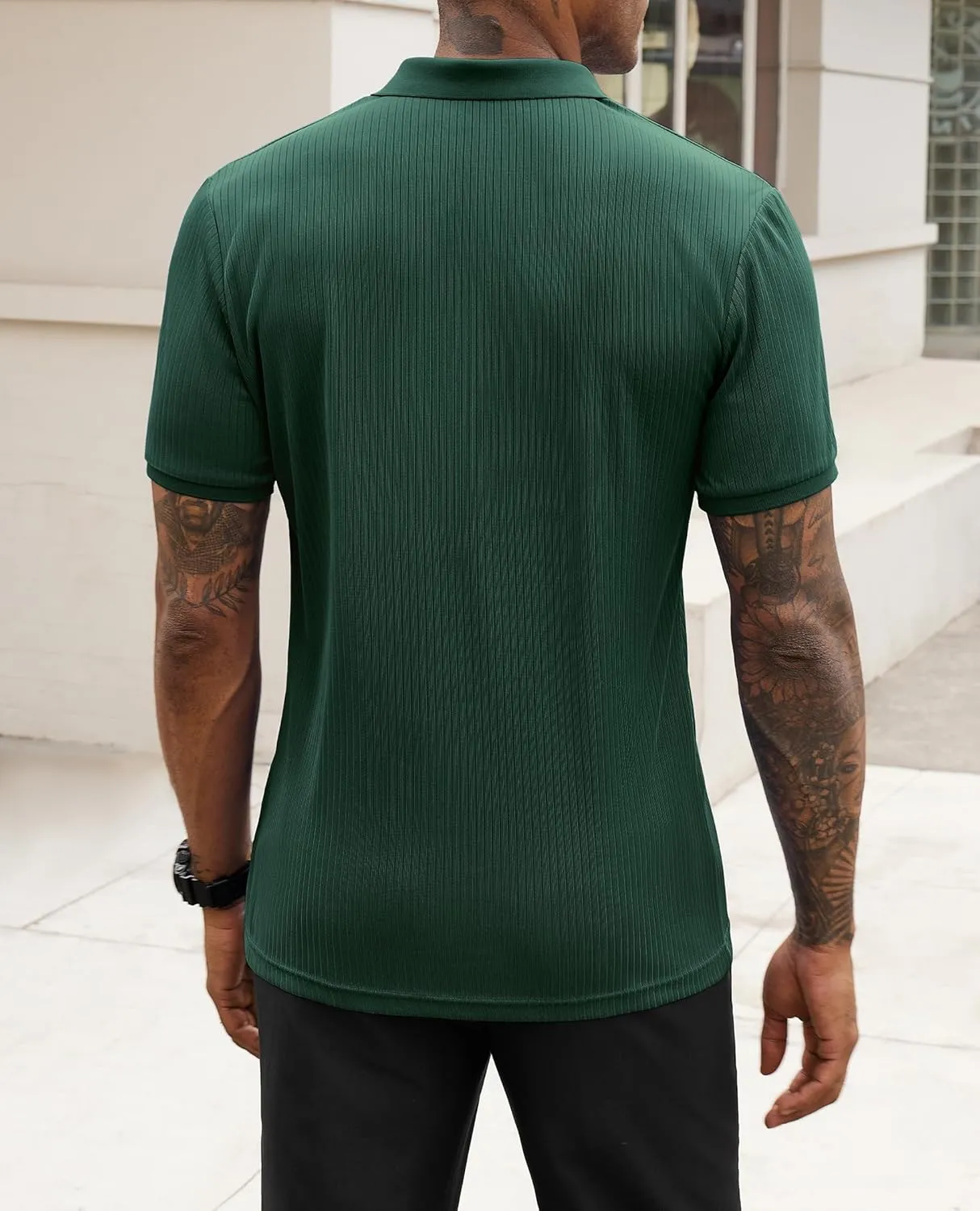 Stretch Polo Shirts for Men Short Sleeve Golf Polo Shirts Slim Polo T-Shirts for Men Golf Shirts Tennis Polo