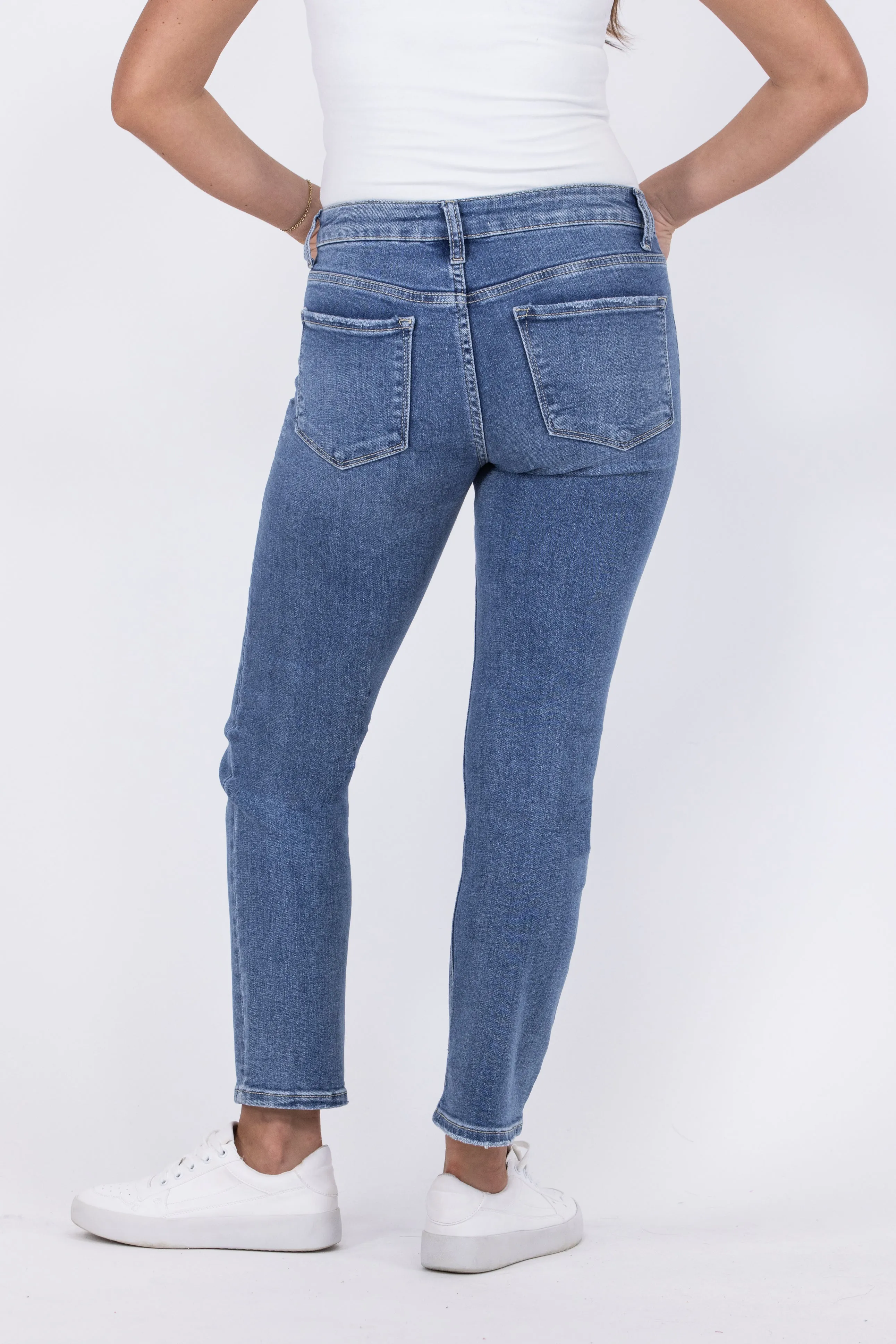 Sweat And Tears from Lovervet: Mid-Rise Slim Ankle Straight Leg Denim