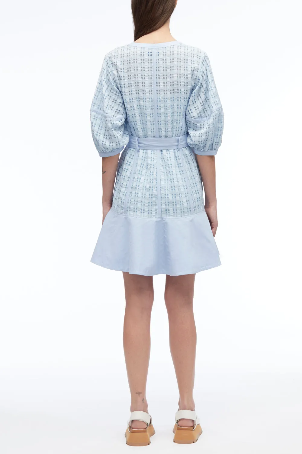Taffeta Check Puff Sleeve Dress