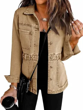 Tankaneo Womens Oversized Denim Jacket Distressed Button Down Boyfriend Jean Jackets 2025 Trendy Shacket