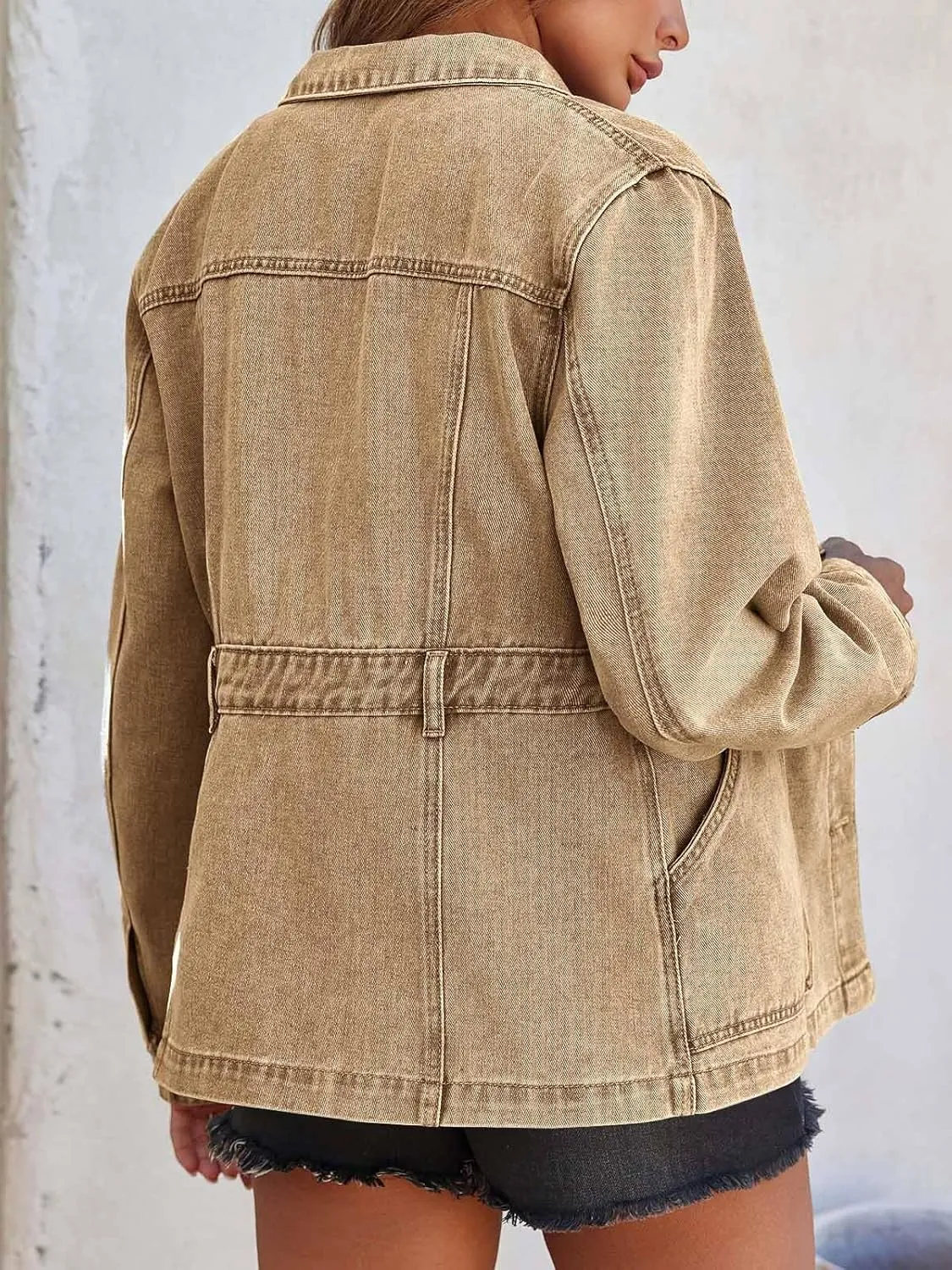Tankaneo Womens Oversized Denim Jacket Distressed Button Down Boyfriend Jean Jackets 2025 Trendy Shacket