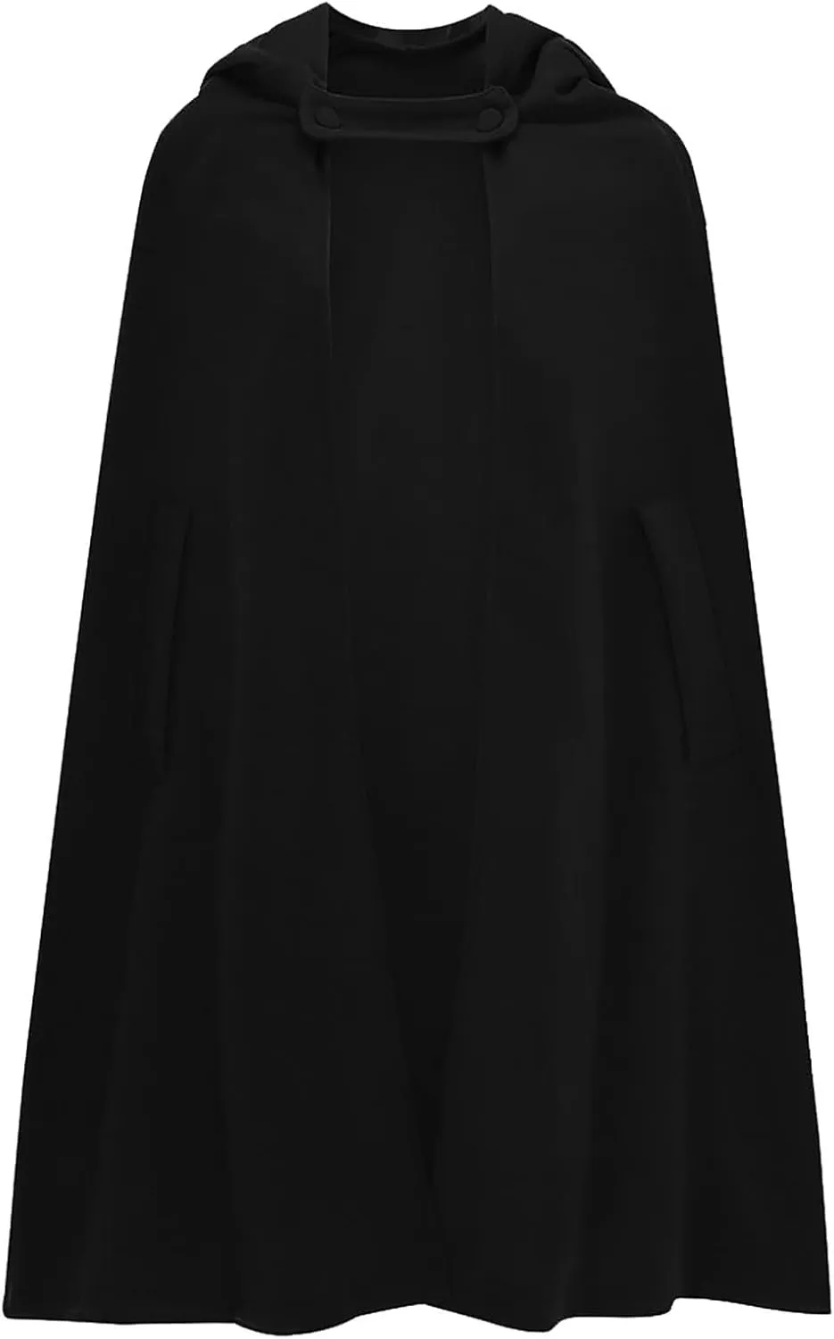 tuduoms Women's Vintage Trench Cape Wool Blend Hooded Coat Poncho Halloween Witch Cosplay Costumes Hooded Cape Short Cloak