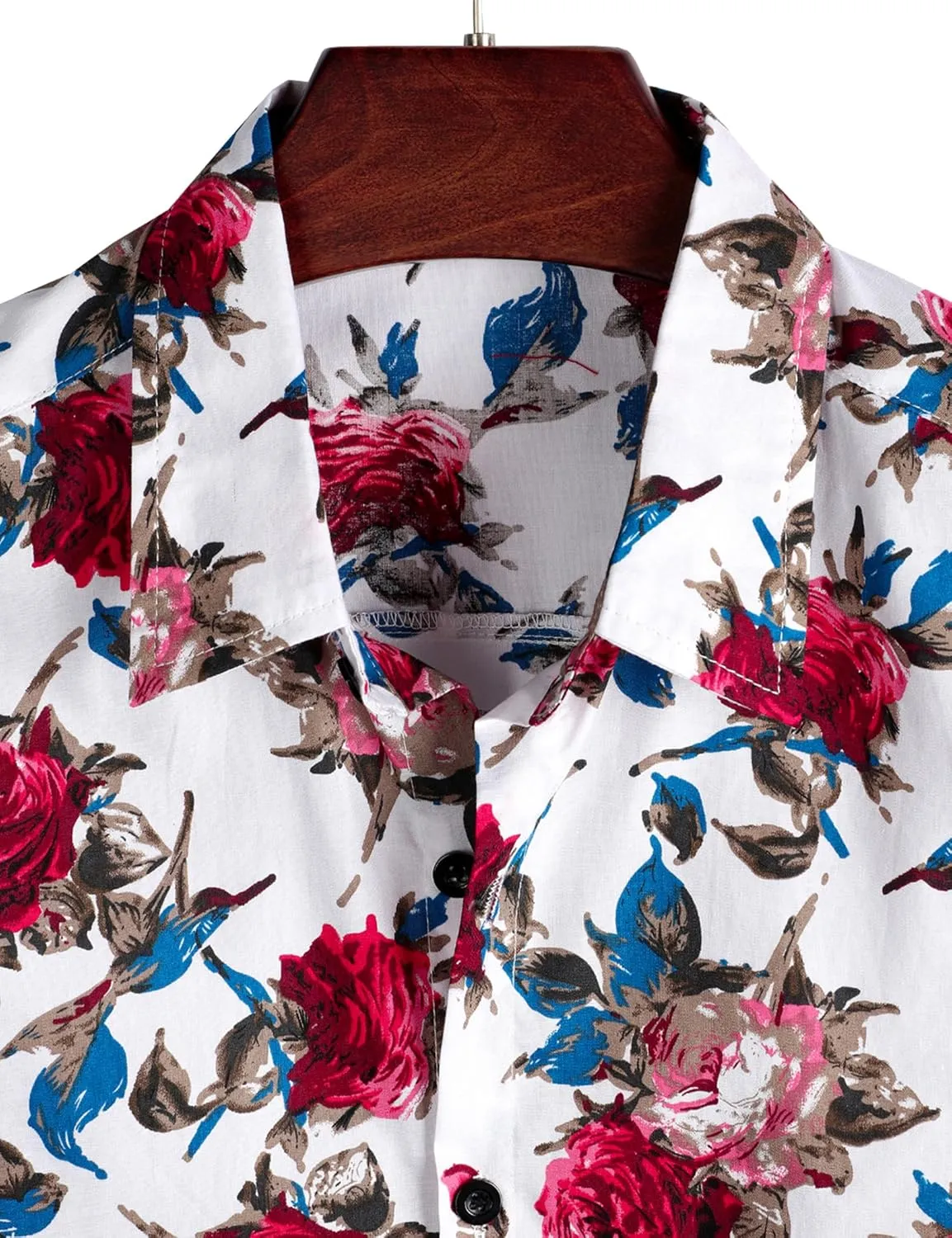VATPAVE Mens 100% Cotton Hawaiian Shirts Floral Short Sleeve Button Down Shirts Summer Beach Shirts