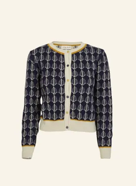 Vera Jacquard Cardigan - Navy Feather