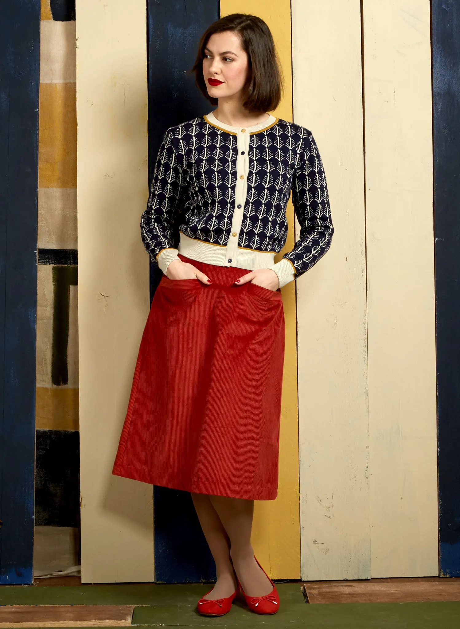 Vera Jacquard Cardigan - Navy Feather