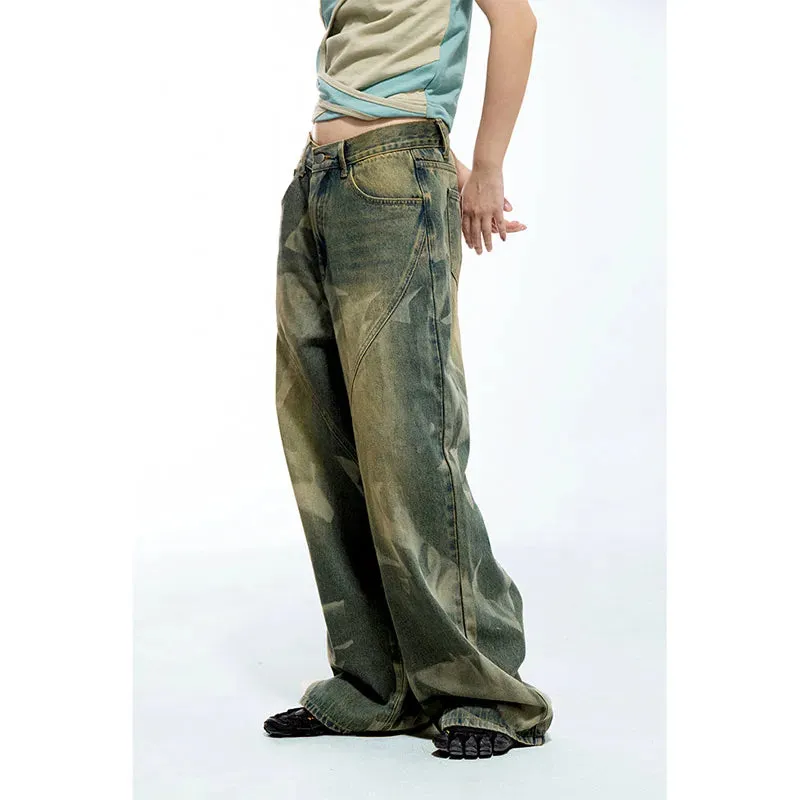 Vintage High Waisted Wide Leg Denim Pants