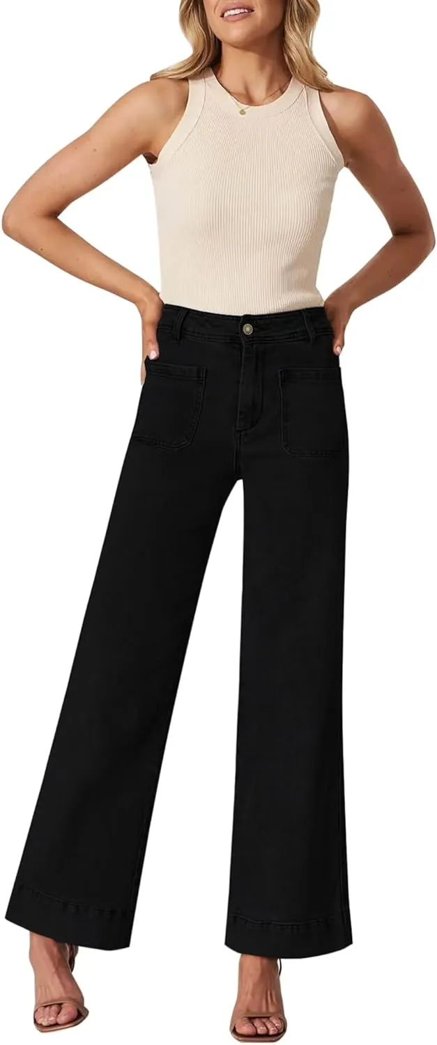 Wide Leg Jeans for Women - High Waisted Baggy Jeans Stretch Loose Denim Pants