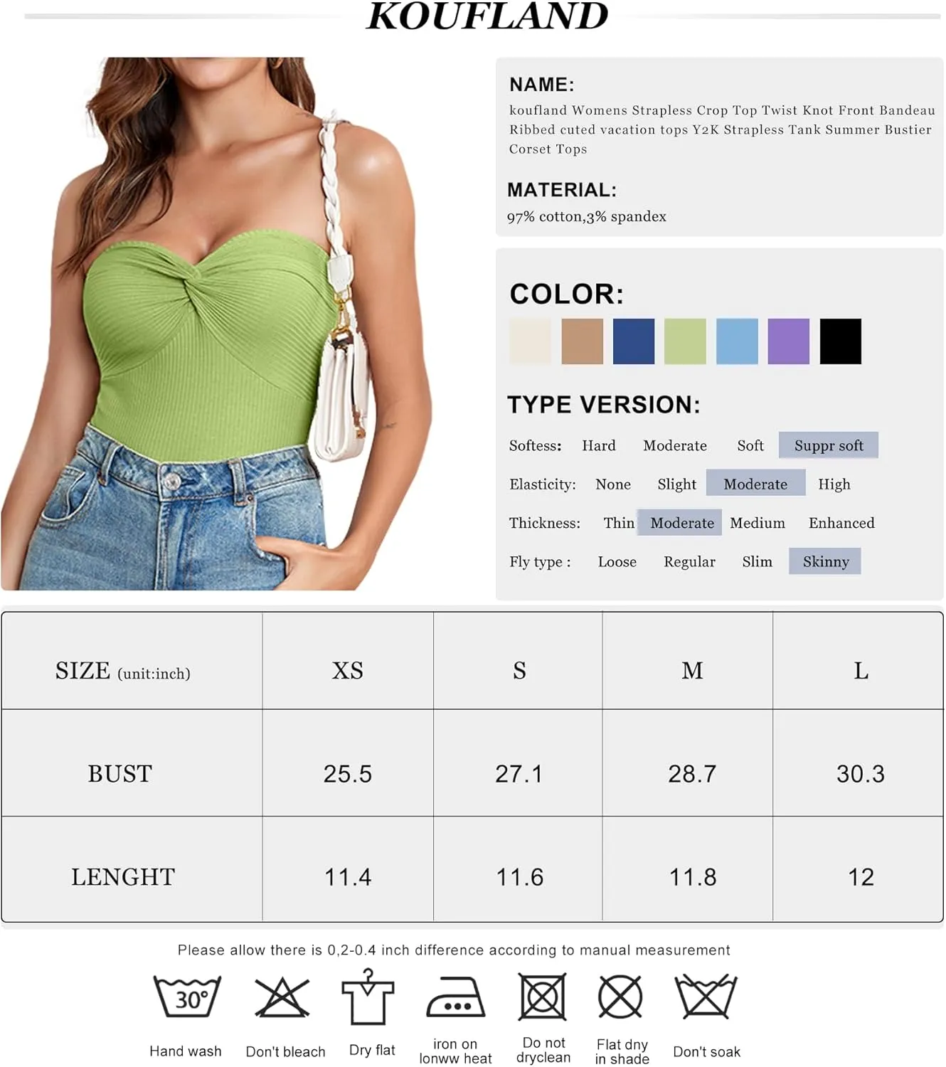 Womens Strapless Crop Top Twist Knot Front Bandeau Ribbed cuted Y2K Strapless Tank Summer Vacation Tops Corset