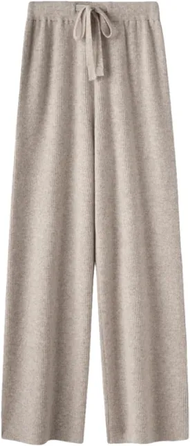 Women's Wool Knitted Wide Leg Pants Autumn and Winter Versatile Drawstring Wide Leg Pants