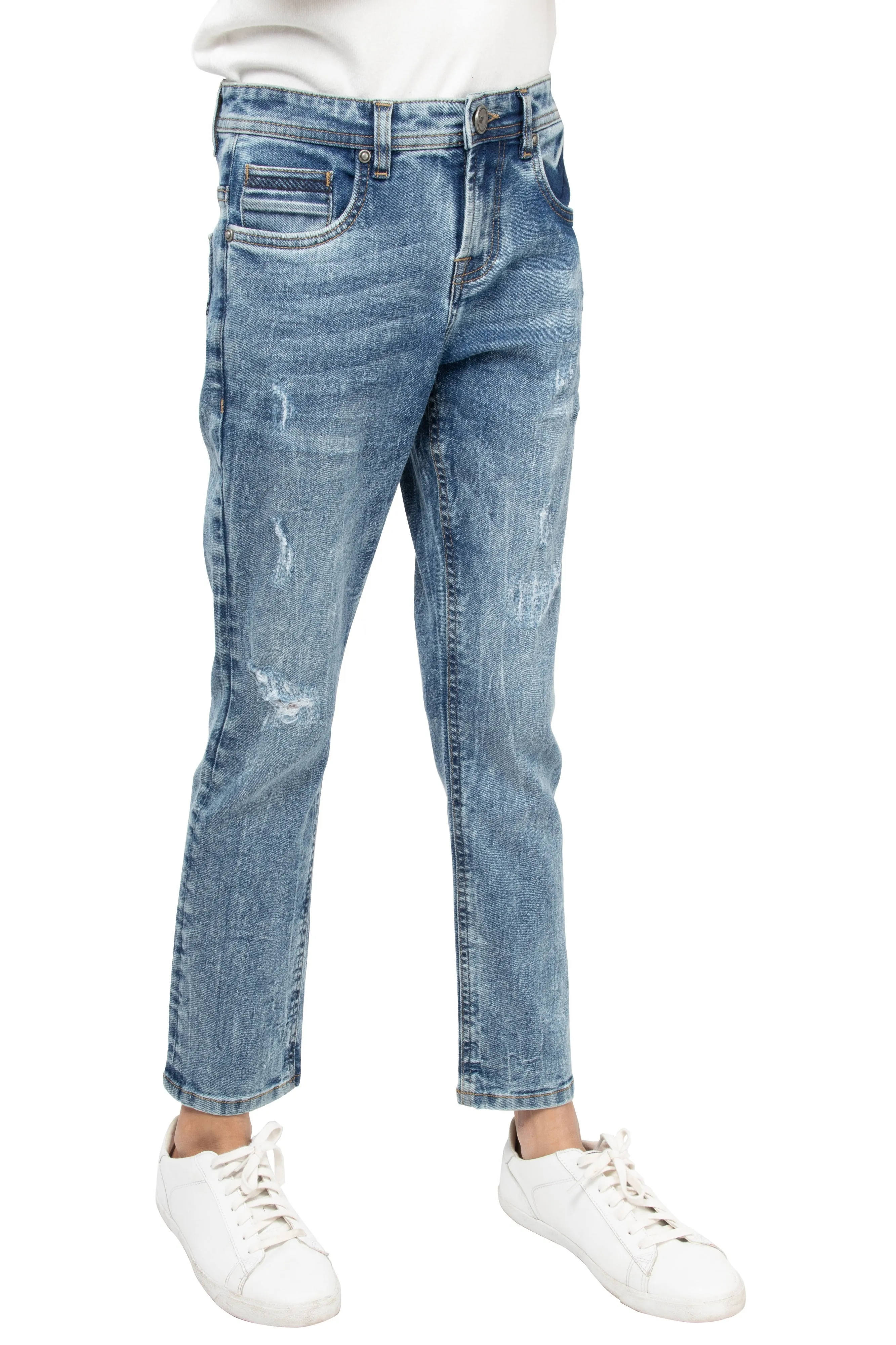 X RAY Boy's Slim Fit Distressed Denim Pants