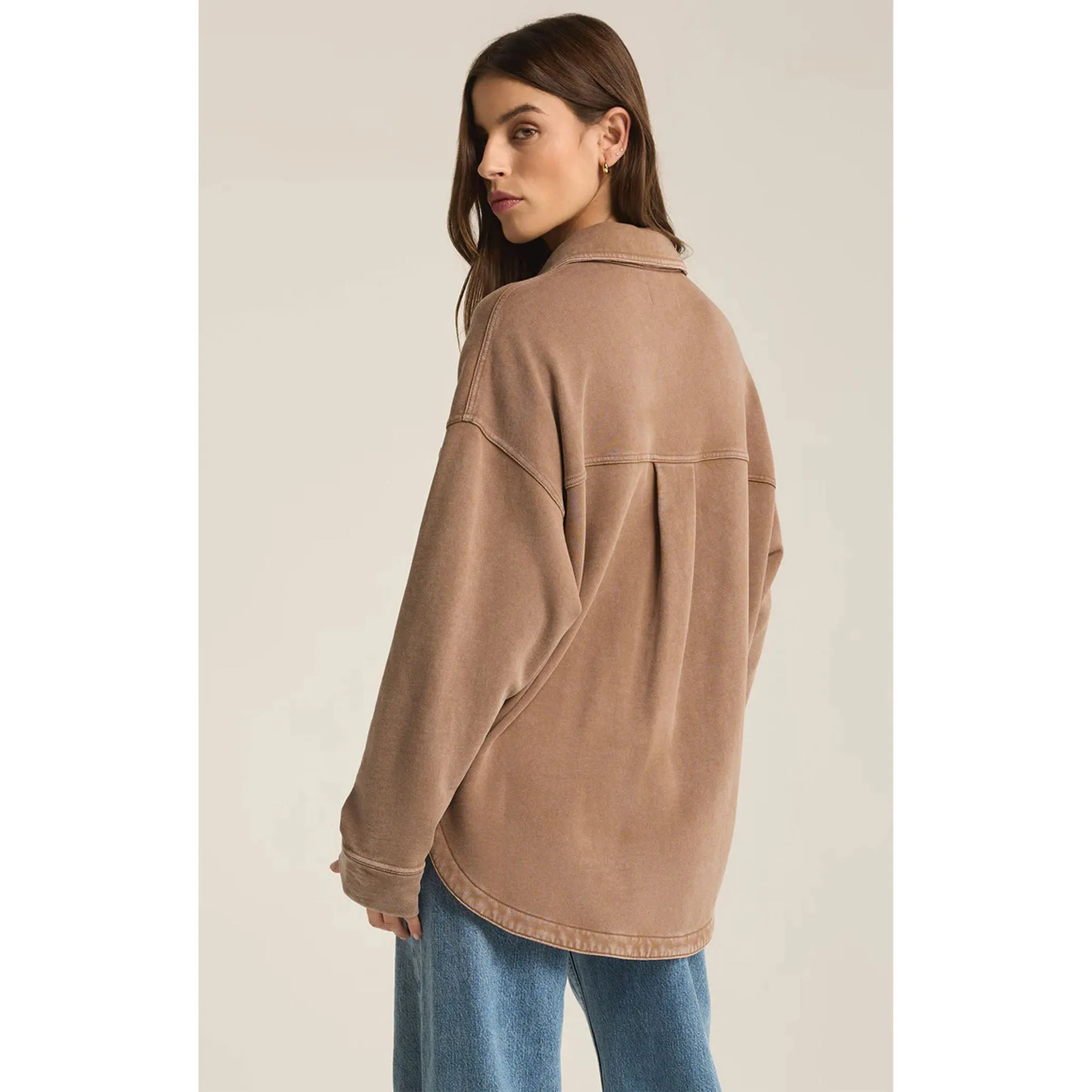 Z Supply All Day Knit Denim Jacket in Campfire