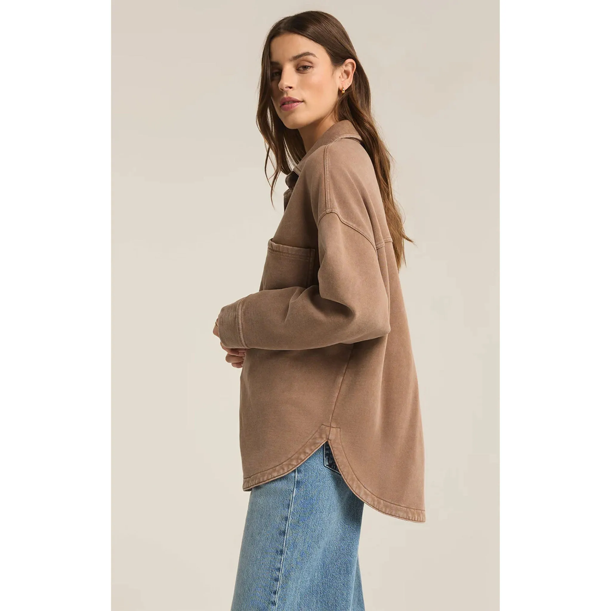 Z Supply All Day Knit Denim Jacket in Campfire