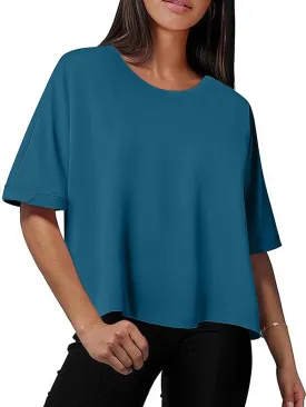 Zeagoo Women Boxy T Shirts Short Sleeve Oversized Tee Shirts Loose Fit Crop Top Casual Workout T Shirts